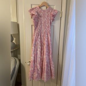 Perry Walker Pink Midi Smocked Dress
